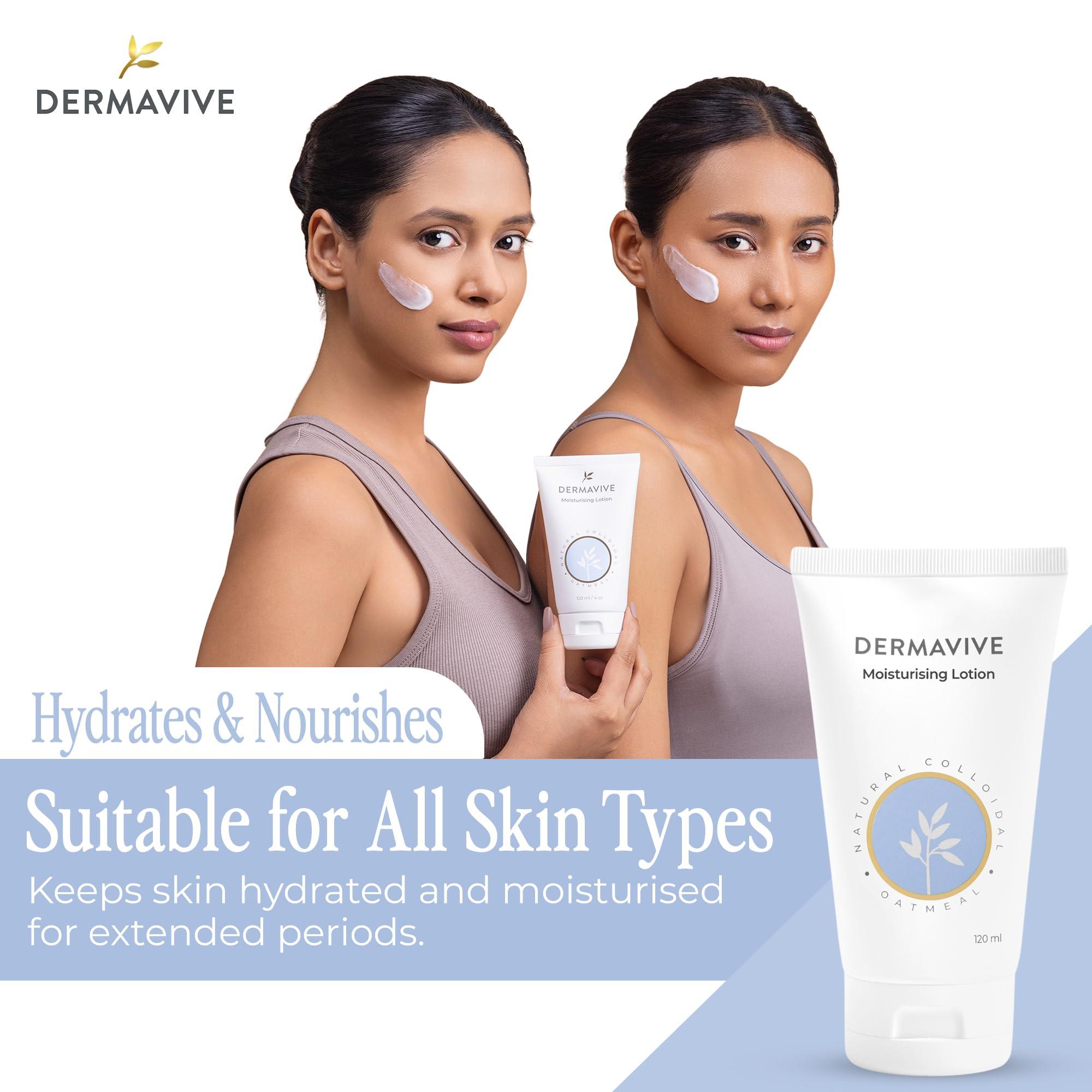 Dermavive Dermavive Vitamin E & Colloidal Oatmeal Moisturizing Face & Body Lotion - Hydrating pH-Balanced Moisturizer for Dry Skin - Suitable for Kids, Teens & Adults, 120ml (4.05 fl oz)