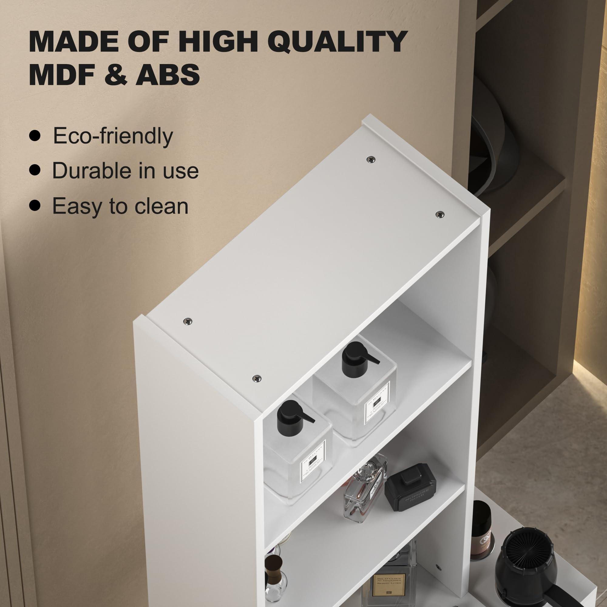 TOVRON TOVRON White Barber Salon Work Station for Hair Stylist Home Beauty Salon Equipment Barber Supplies Organizer Cabinet 70 Inch Barbershop Furniture