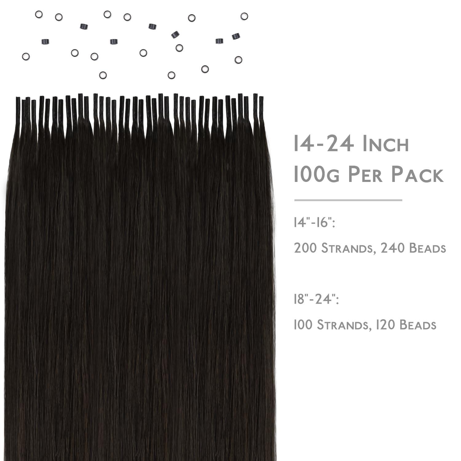 Wennalife WENNALIFE I Tip Hair Extensions Real Human Hair, 100g 100s 24 Inch Dark Brown Remy Itip Human Hair Extensions Invisible Itips Straight I Tips Cold Fusion Extensions