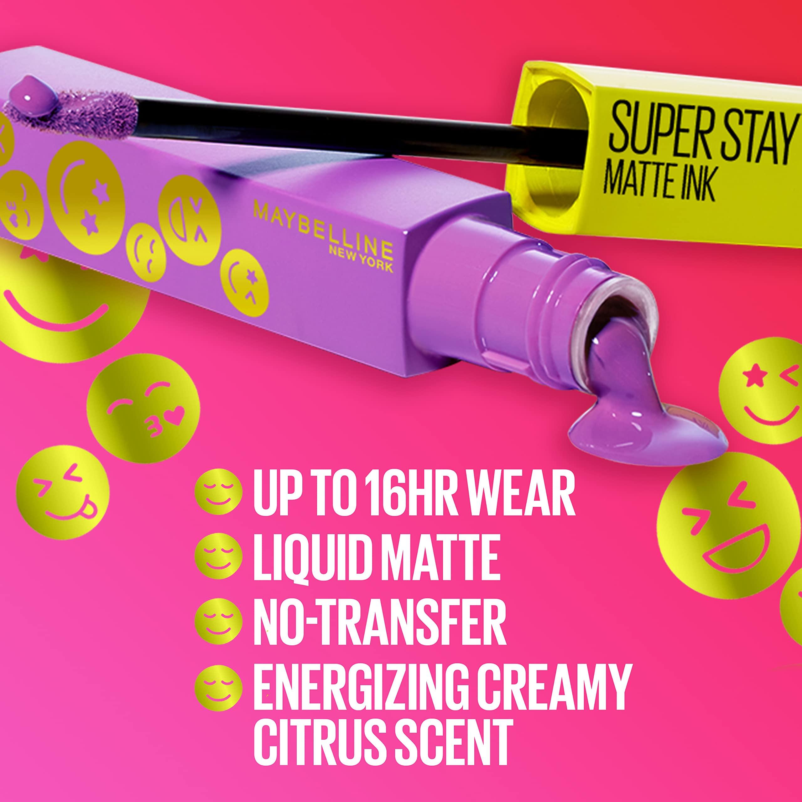 MAYBELLINE Maybelline Super Stay Matte Ink Liquid Lip Color, Moodmakers Lipstick Collection, Long Lasting, Transfer Proof Lip Makeup, Euphoric, 1 Count