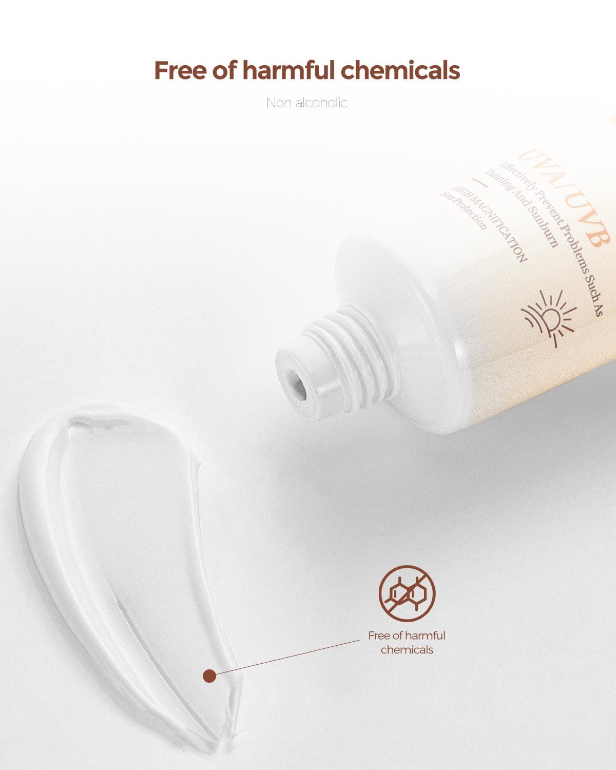 PUPUPE Sunscreen SPF 50, Hydrate Moisturizing Body Sunscreen Lotion, UVA/UVB Protection Free Oil Free Sunscreen Lotion Face & Body Sun Screen