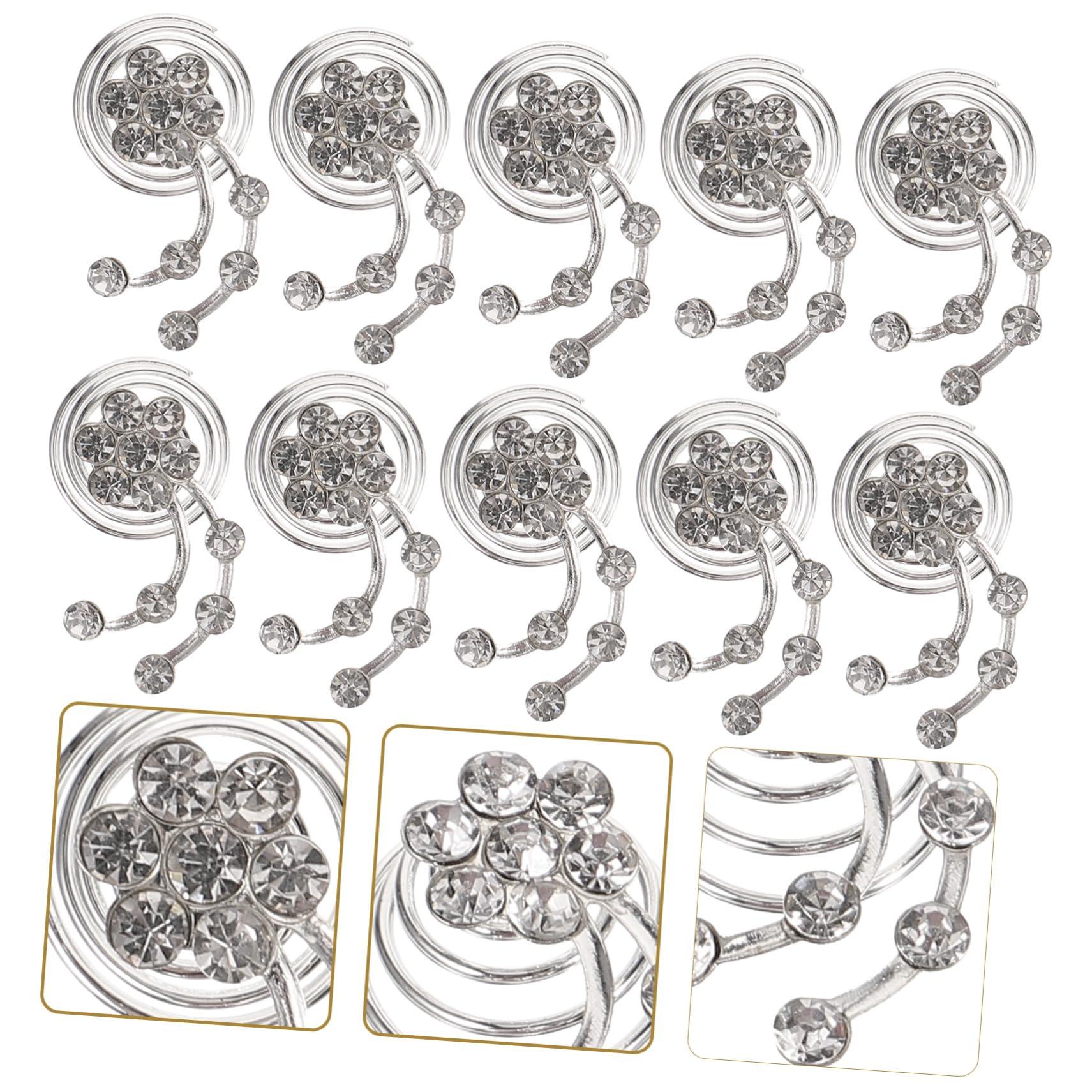 VINTORKY VINTORKY Elegant Prom Hair Accessories 12pcs Silver Spiral Hair Clips Bridal Hair Clip for Women Rhinestone Hair Jewelry Hair Jewels for Women