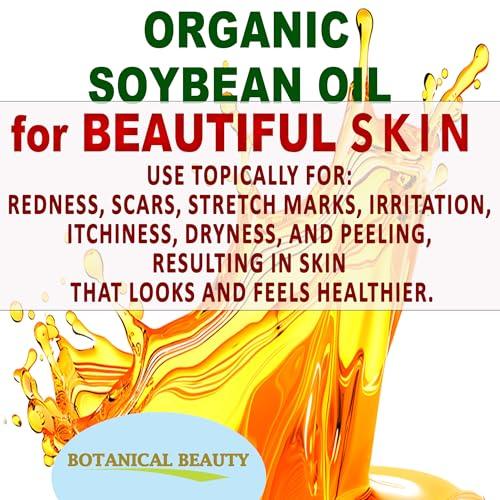 Botanical Beauty Organic SOYBEAN OIL 100% PURE Natural Refined Cold Pressed Carrier Oil for FACE, SKIN, BODY, HAIR, NAILS 1 Fl.oz.- 30 ml Skin Moisturize, Skin Nourishing by Botanical Beauty