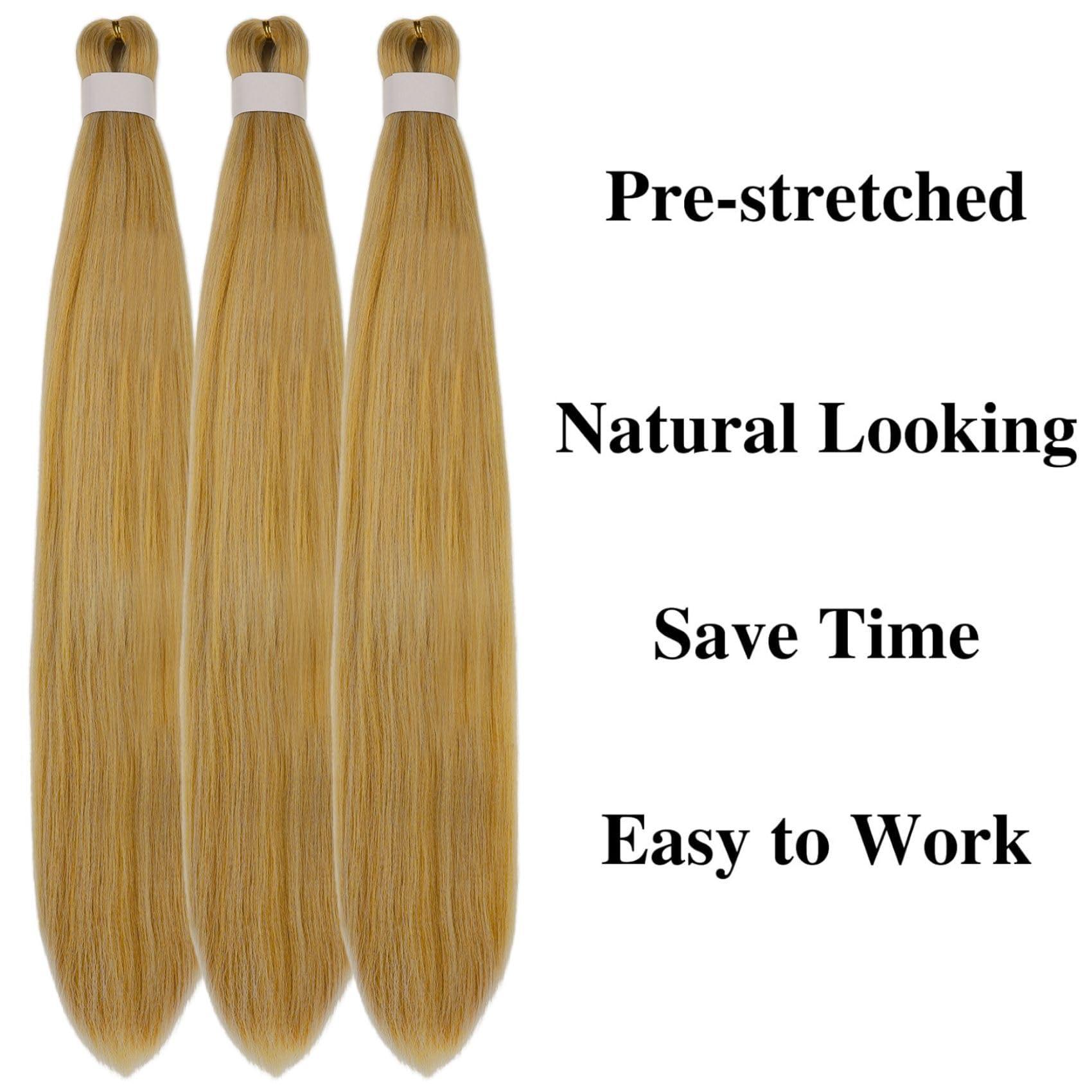 Wuqibawu Honey Blonde Braiding Hair Pre stretched Box Braiding Hair Extensions Knotless Braids 3 Packs