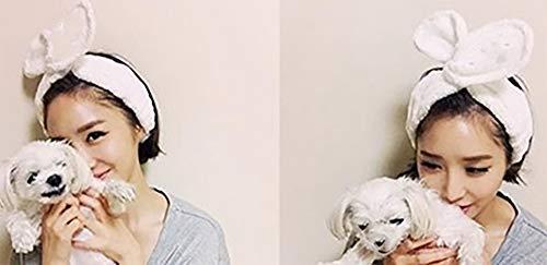 BesYouSel 9 Pieces Spa Headbands Adjustable Coral Fleece Hair Band Bunny Ears Soft Towel Hair Band Makeup Head Band Coral Fleece Head Wrap for Women Girls Washing Face Shower Sports(Blue, Black and White)