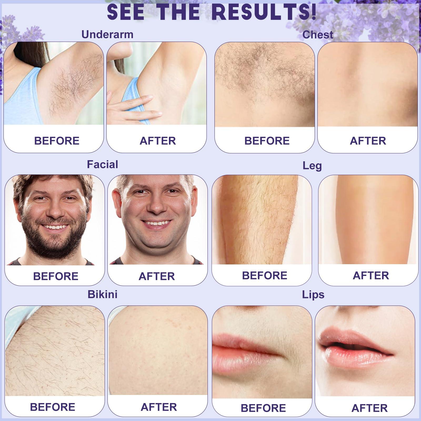 OudaHeat Hard Wax Beads for Hair Removal, 1lb Bulk Brazilian Waxing Beans for Coarse Hair, Face, Underarms, Eyebrow, Back, Chest, Lip, Bikini Wax with 10 Large Waxs Sticks for Women Men, Lavender