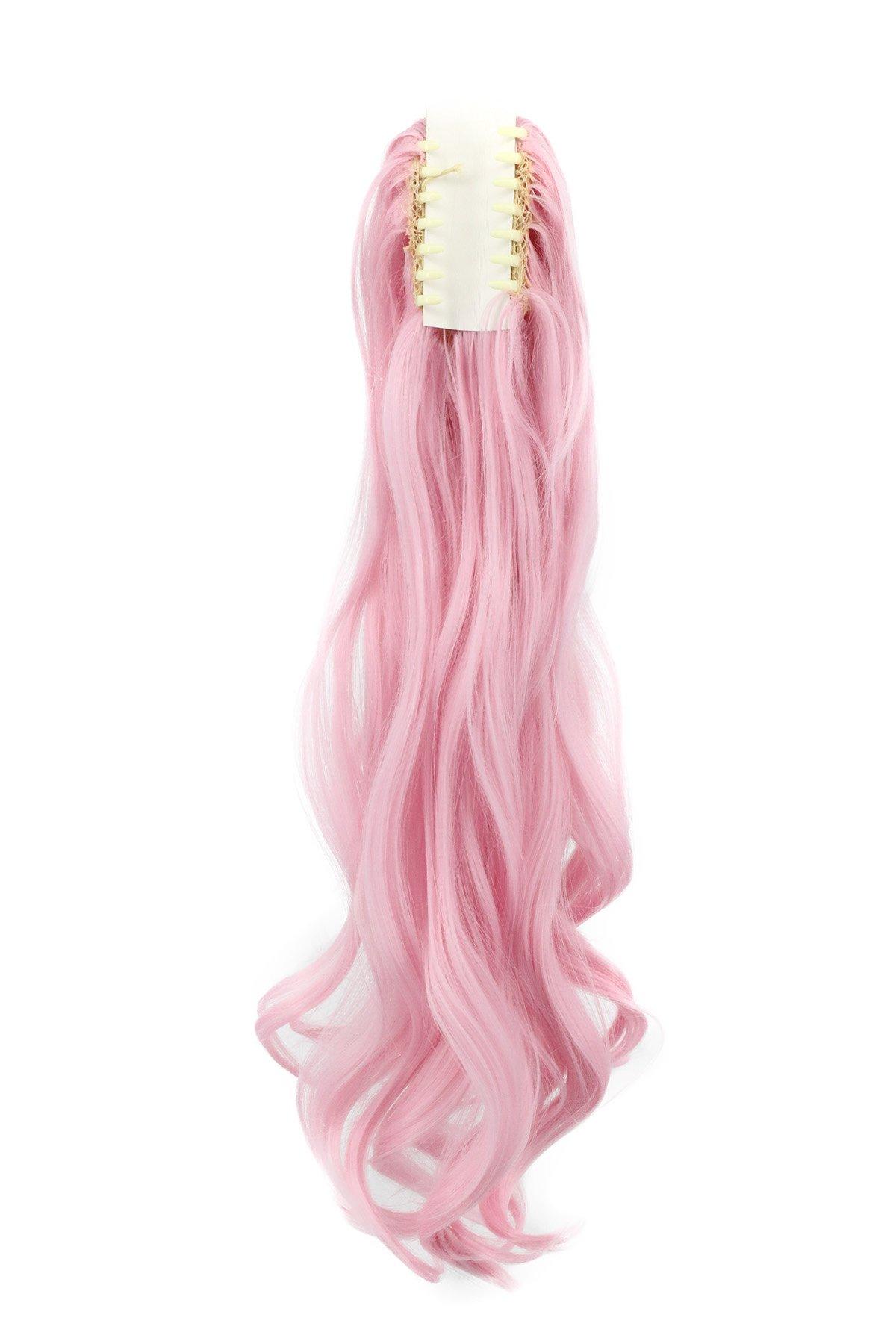 karlery karlery Curly Clip In Thick Claw Drawstring Ponytail Extension Multi-colored Hair Pony Tail Hair Extension (Pink)