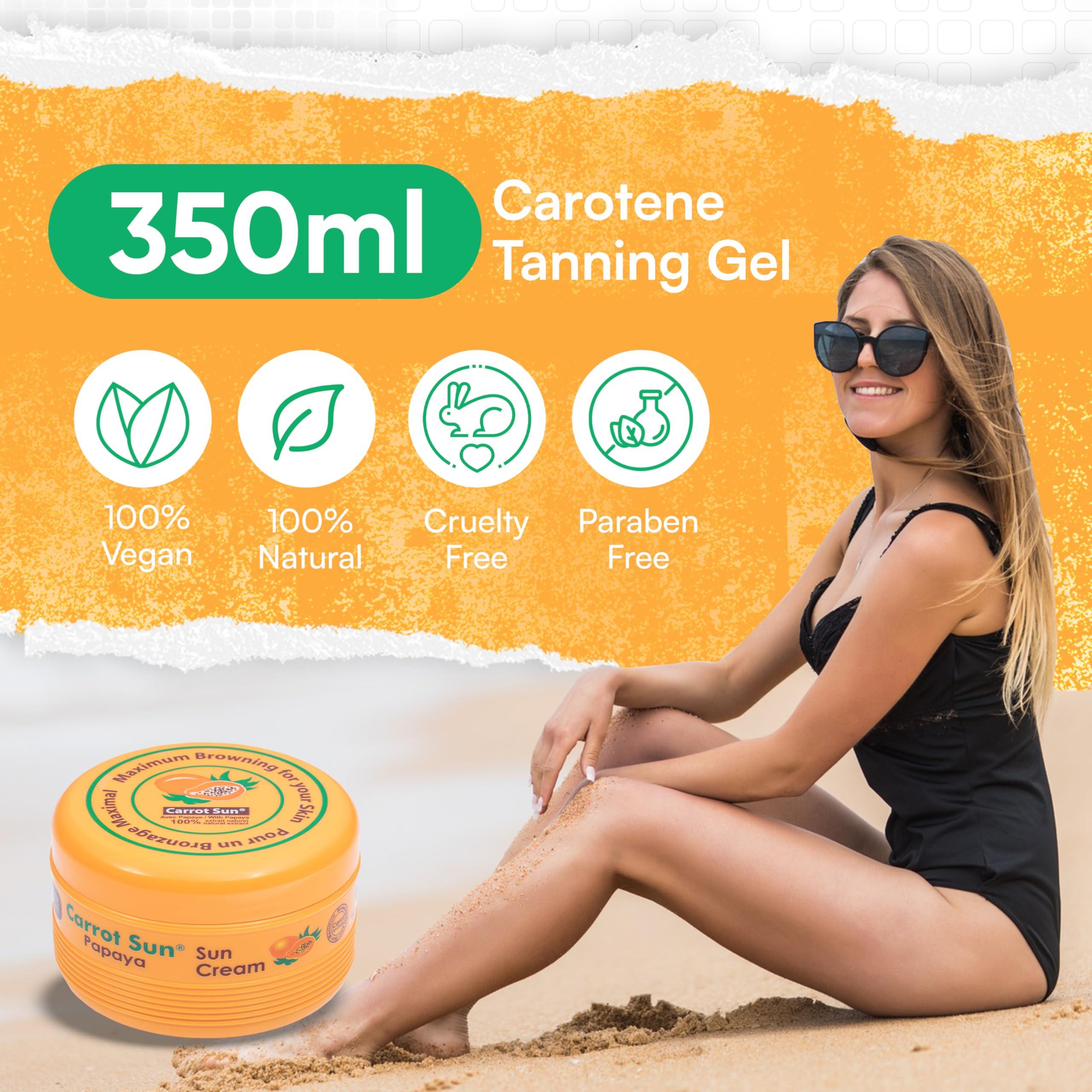 Carrot Sun Carrot Sun Tanning Accelerator 350ml Papaya Tanning Gel Natural Extract Sun Cream Dark Tanning Lotion for All Skin Types Tan Lotion with Papaya Oil for Even Beautiful Skin Coloring SPF0
