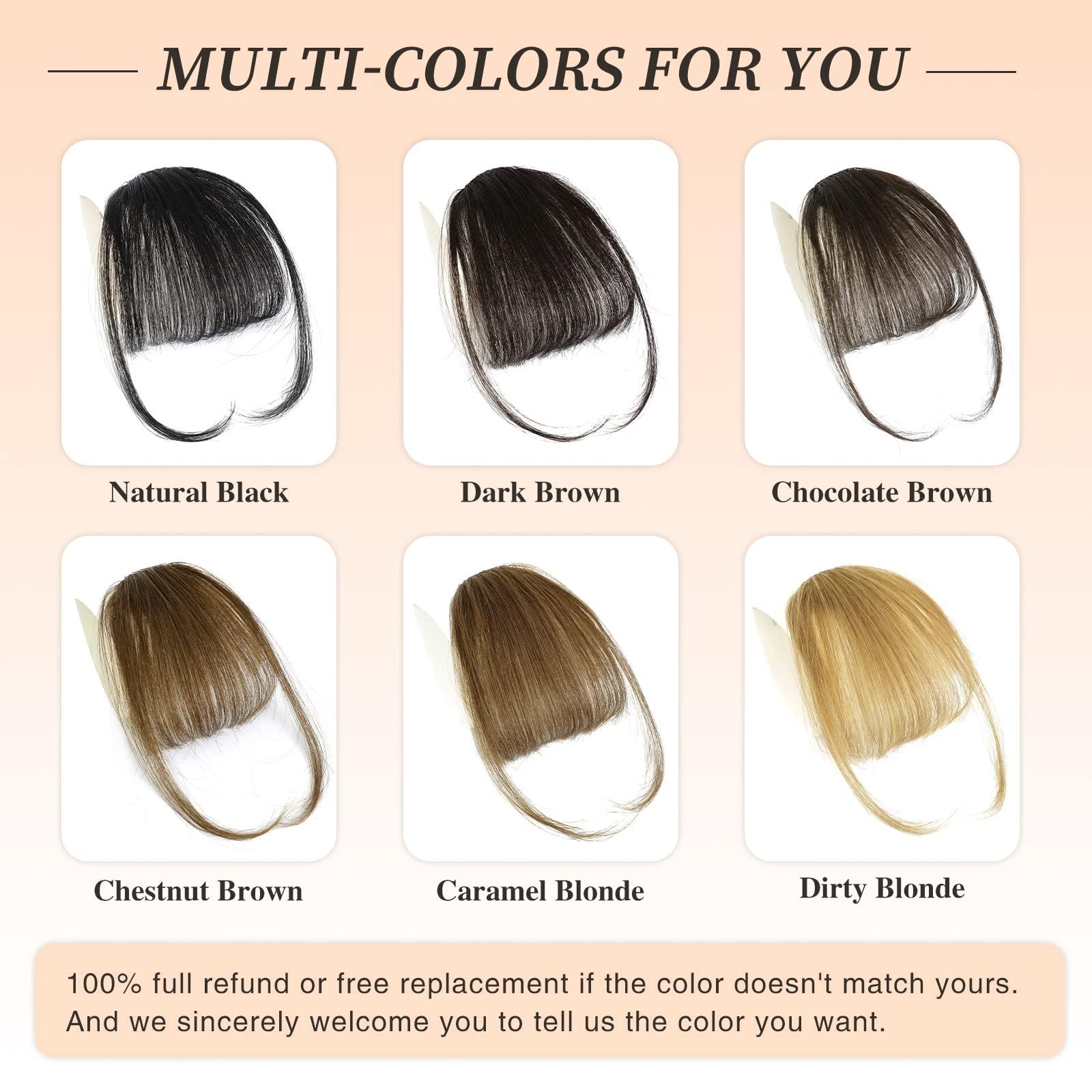 Verna VERNA Bangs Hair Clip in Bangs - 100% Real Human Hair Bangs Clip in Hair Extensions, Easy to Use Fake Bangs, Natural Clip on Bangs, Black Wispy Bangs for Daily Wear (1B, Natural Black)