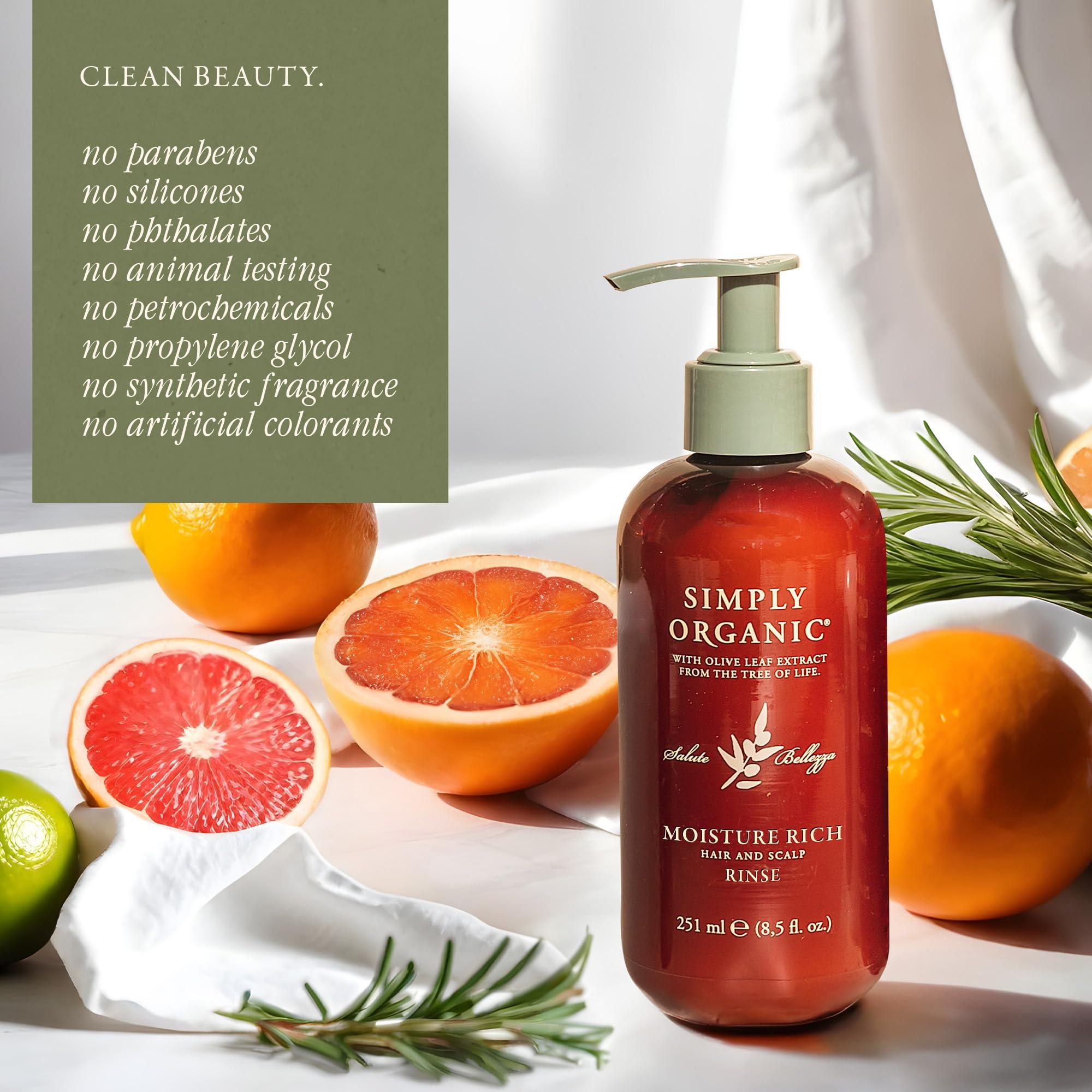 SIMPLY ORGANIC Hair Detox Clarifying Deep Conditioner Scalp Rinse, Made in Italy, All Natural Cruelty Free Hair Care for Women & Men, Rosemary, Sage & Olive Leaf Extract, PUMP NOT INCLUDED, 8.5 fl oz/251ml, REFRESH