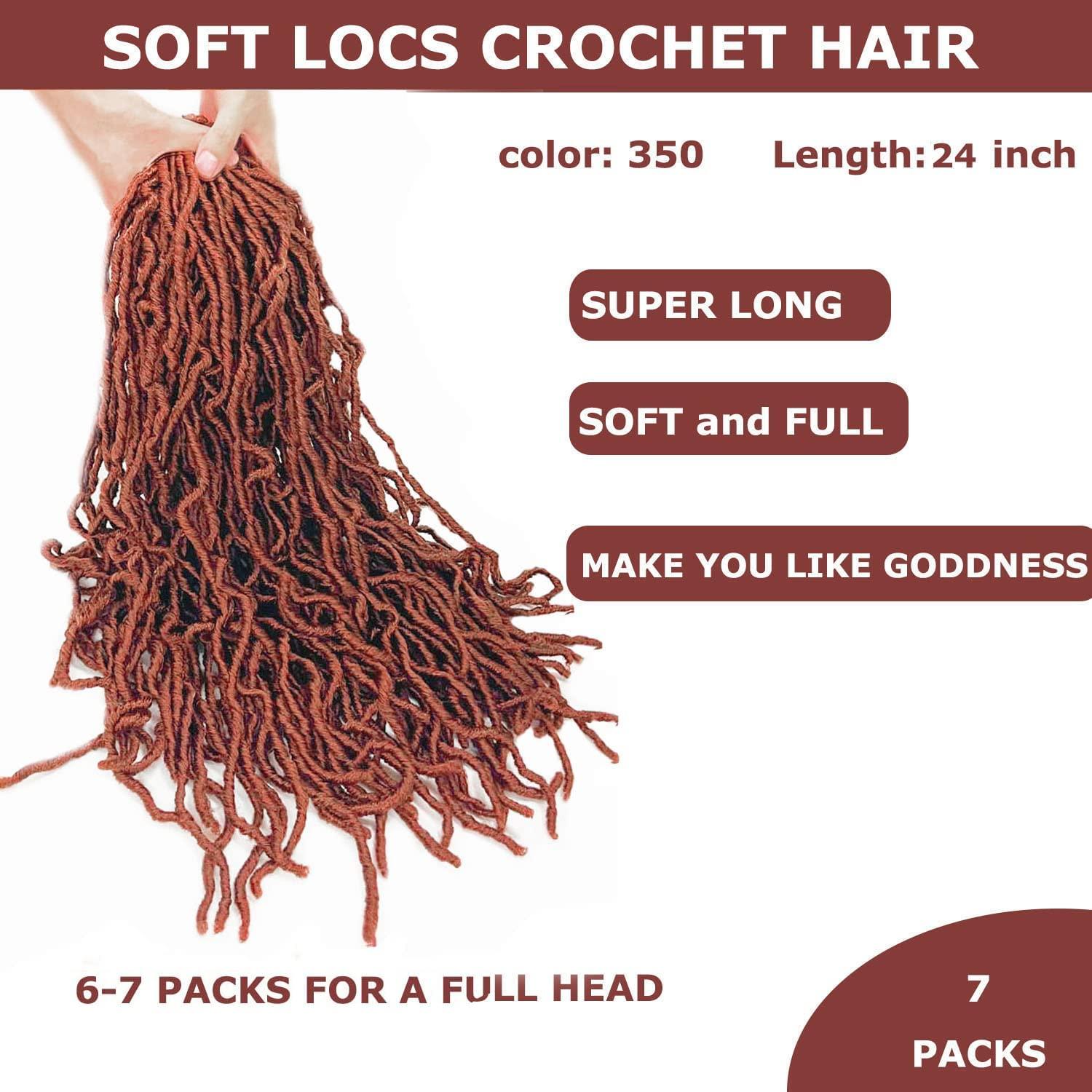 Toniola 7 Packs Soft Locs 28 Inch Faux Locs Ginger Color 350 Crochet Hair for Black Women Whole Strand Pre-looped Long New Locs Crochet Curly Braiding Hair Extension (28 Inch (Pack of 7), 350)