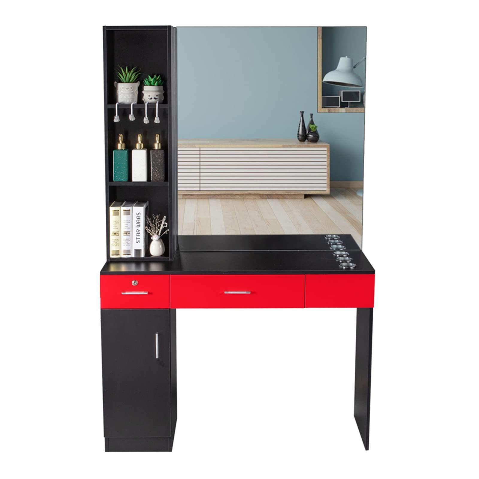 HomVent Barber Stations, Salon Stations for Hair Stylist, Wall Mount Styling Hair Makeup Station, Barber Accessories, Hair Salon Beauty Spa Equipment Set, Dressing Table Used for Barbershop (Style 7)