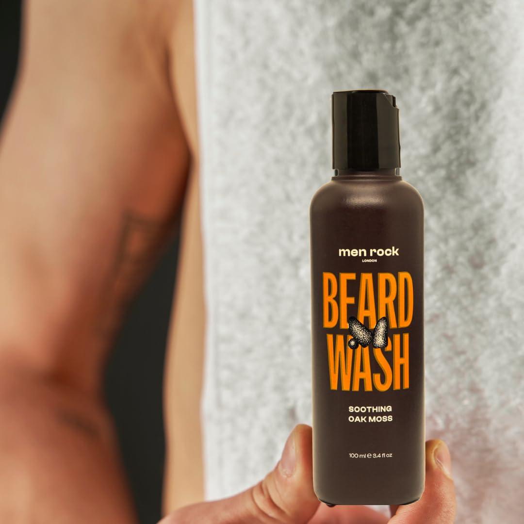 Men Rock Men Rock Beardy Beloved Soothing Essential Beard Kit - Oak Moss for Men - 3 Pc 3.4oz Soothing Beard Wash - Oak Moss, 3.4oz Soothing Beard Balm - Oak Moss, 1oz Beard Oil - Original