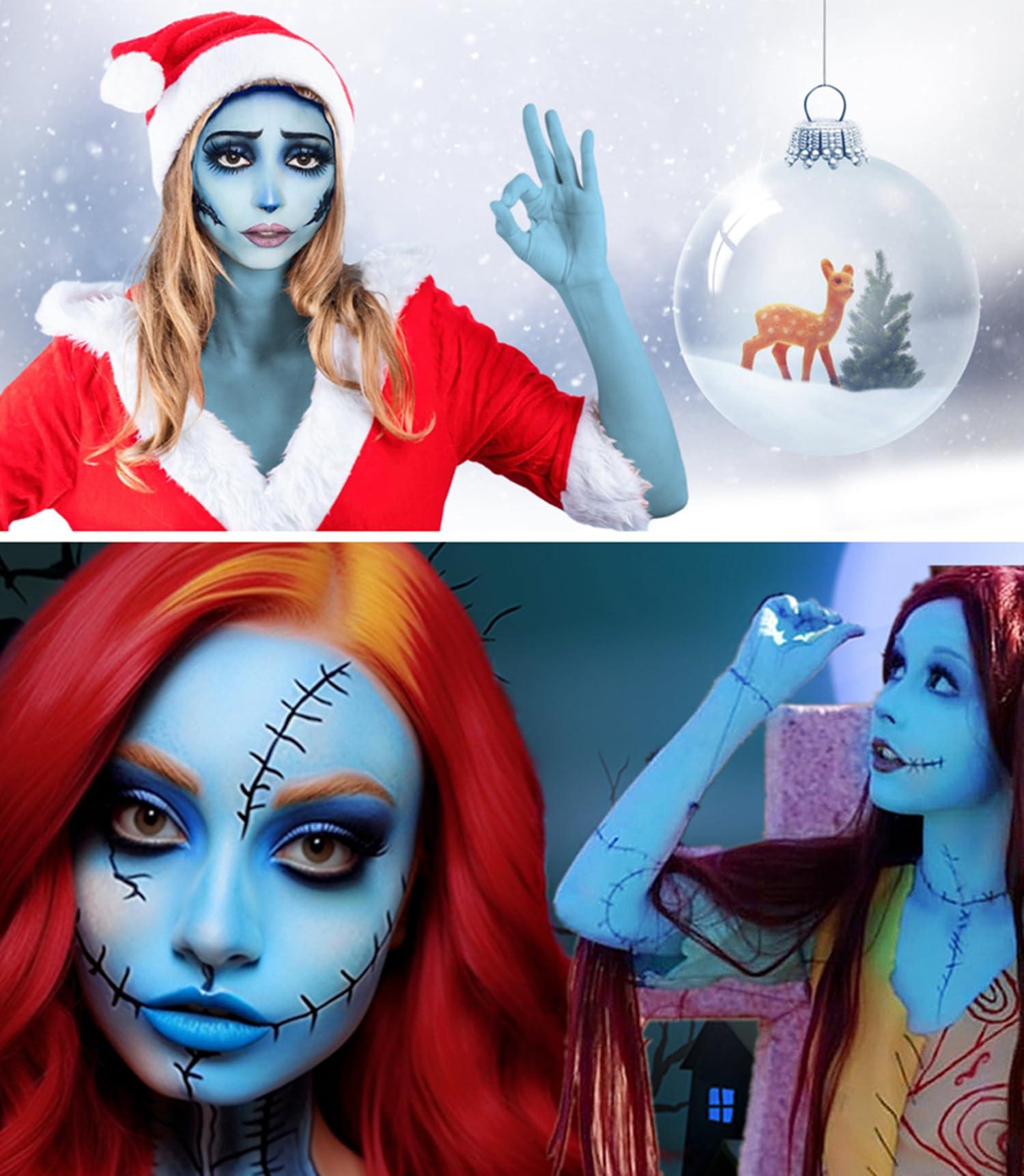 Go Ho Go Ho Light Blue Face Paint,Waterproof Oil Based Cream Pale Blue Face Body Paint Stick for Halloween Cosplay SFX Corpse Bride Costume Sally Makeup