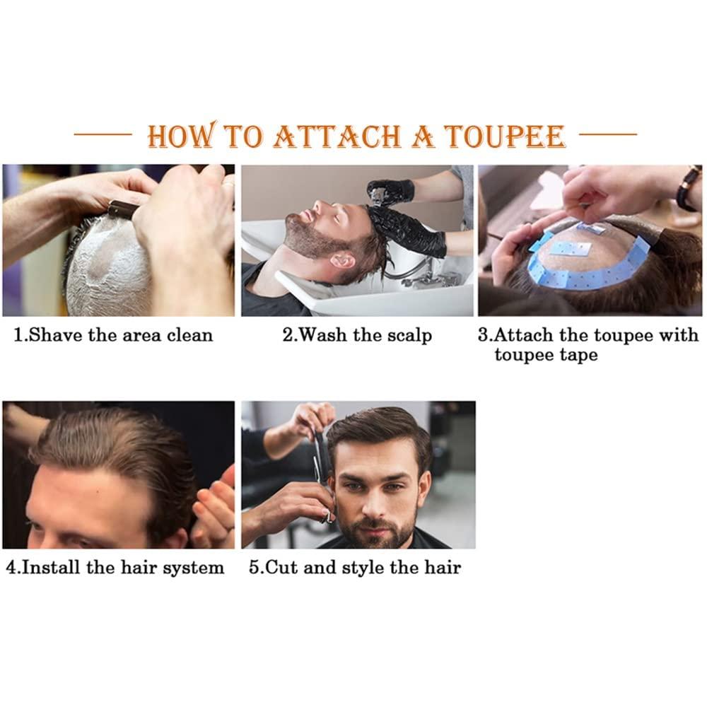 Generic Mens Toupee Men Hair System Durable Fine Monofilament European Human Hair Replacement Toupee for Men Hair Pieces Poly Coated Hair Prosthesis for Men17# DARK ASH BLONDE Medium density6*9