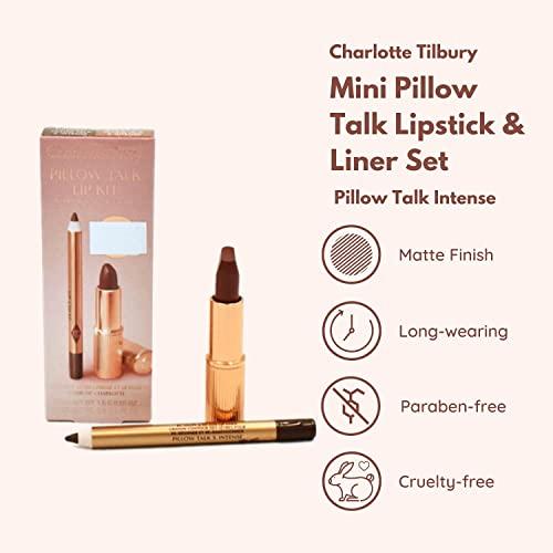 CHARLOTTE TILBURY CHARLOTTE TILBURY Mini Pillow Talk Duo Lip Kit Pillow Talk Intense - Travel Size Lip Makeup Set, Mini Lip Cheat Lip Liner and Mini Matte Revolution Lipstick, Long Lasting