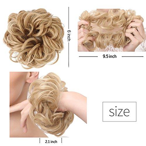 Aonmg Synthetic Fake Hair Bun hair buns Hair Piece For Women Elastic Scrunchie Hair Piece Bun Hair Tail Updo Afro Ponytail Accessory Jet Black