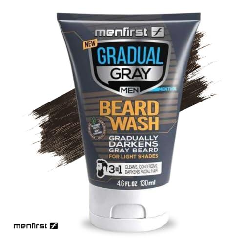 MENFIRST MENFIRST Gradual Grey Reducing Beard Wash for Light Shades - Beard Wash for Light Brown to Blonde Hair - Beard Color Shampoo for Men - 4.60 FL