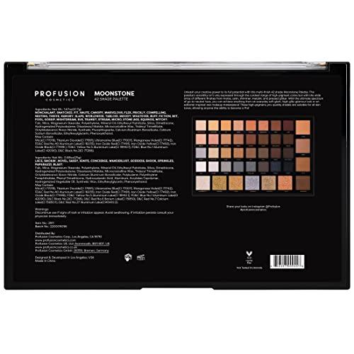 Profusion Cosmetics Profusion Cosmetics Moonstone 42 Shade Palette Matte Satin Shimmer Metallic Nude Smoky Eyeshadow Pallete Beauty Cosmetics Highly Pigment Powder Long Lasting Blendable