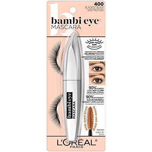 L'Oréal Paris L'Oreal Paris Makeup Bambi Eye Mascara, Lasting Volume, Length & Lift, Doe-eye Definition, No Clumping, Washable, Blackest Black 0.21 Fl Oz
