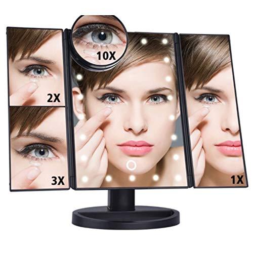 REDSHORE REDSHORE USB Tri-fold Makeup Mirror, 1x/2x/5x/10x Magnifying Led Cosmetic Mirror,90° Rotation Beauty Mirror for Home Tabletop Bathroom Shower Travel (Champagne Gold)