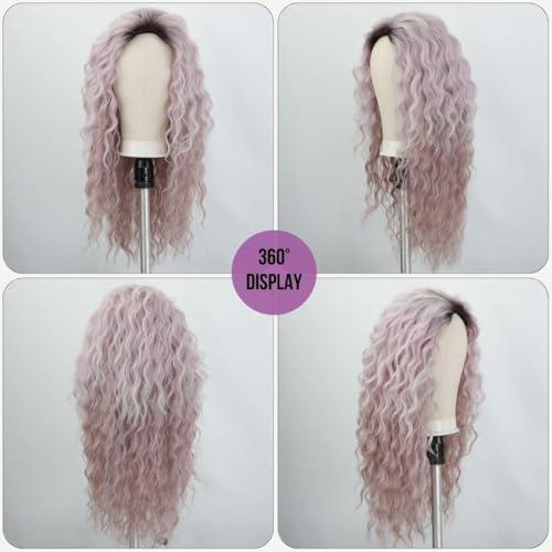 Fencca Fencca Purple Wig Long Curly Wigs for Women Ombre Purple Wavy Curly Synthetic Wig Free Part Natural Looking Wig