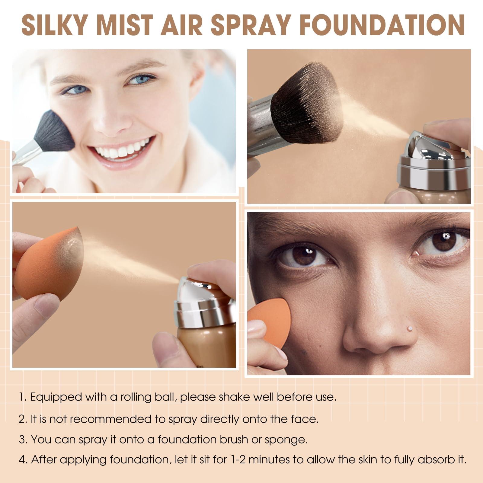 LOKFAR LOKFAR AirBrush Foundation Spray, Silky Mist Spray Makeup Kit with Brush, Full Coverage Foundation for Smooth Radiant Finish, Formula Breathable Lightweight Hydrating | #04 Buff Beige