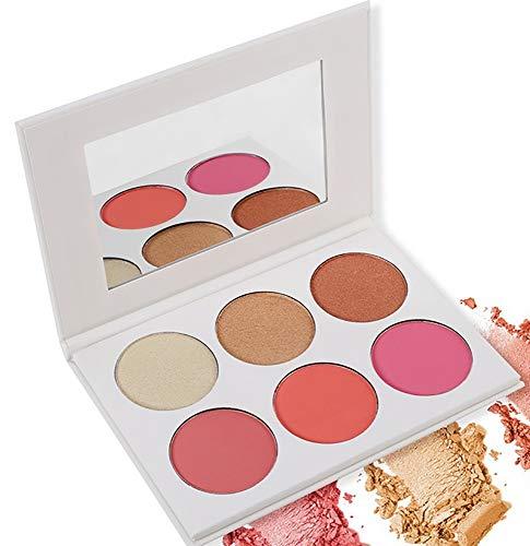 BesYouSel BesYouSel 6-Color Powder Highlight Blush Palette & Contour Adjustment Board, Side Face Contouring Powder Makeup Long-Lasting Brightening Makeup Even Skin Tone Trimming Cheeks
