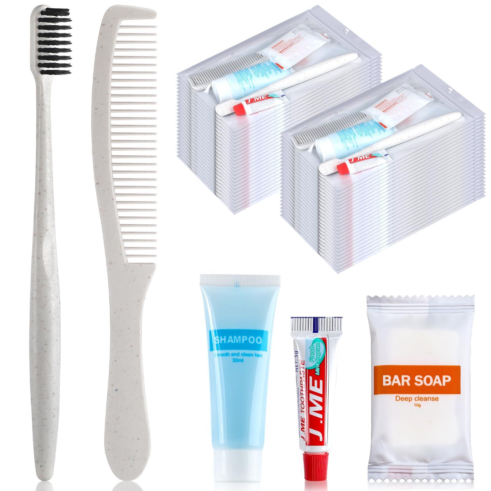 Dansib Dansib 48 Sets Basic Toiletry Kits Homeless Care Package Supplies Personal Hygiene Kits Bulk Include Disposable Toothbrush Toothpaste 30 Ml Shampoo Comb Bath Soap for Women Men Travel Charity Hotel