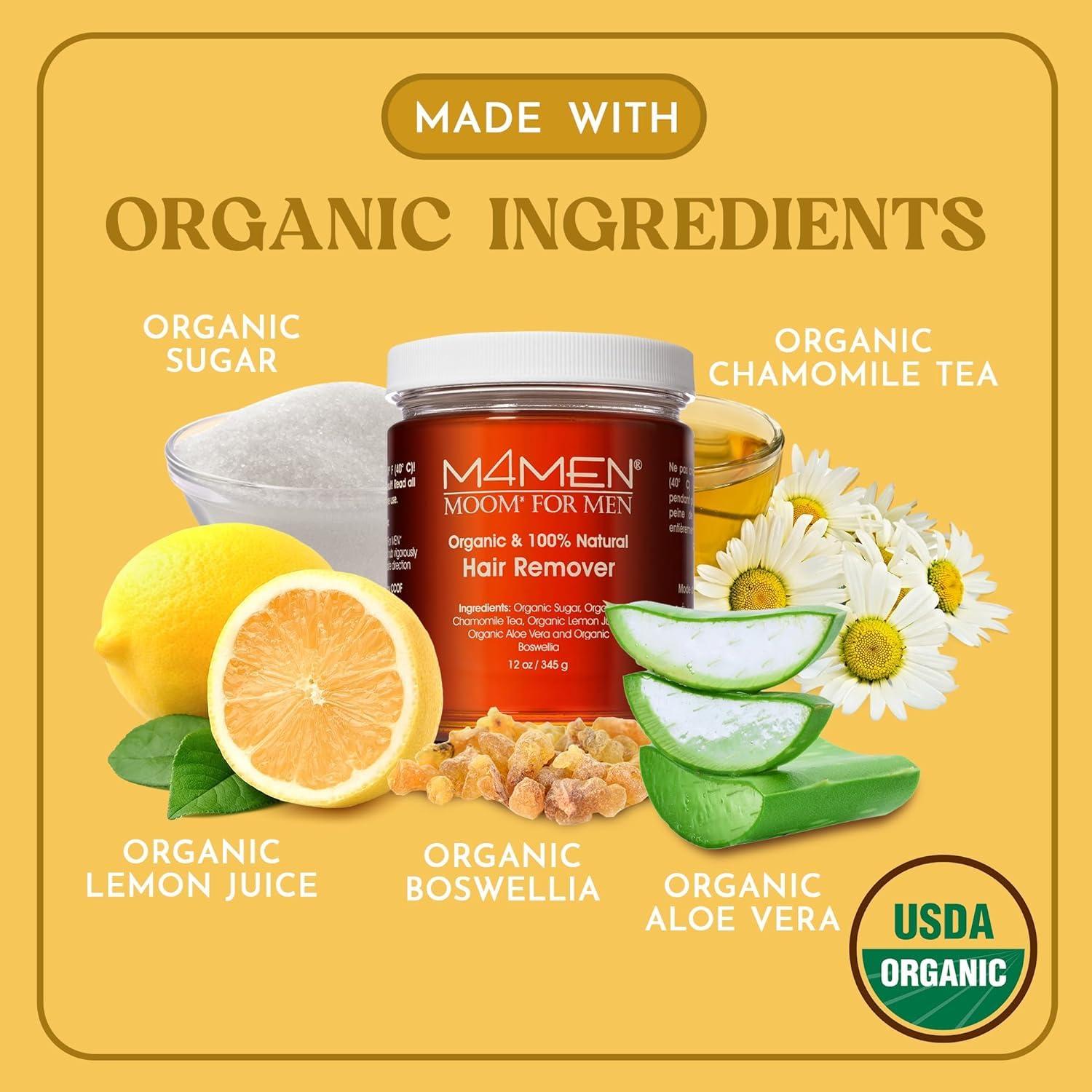 MOOM MOOM His & Hers Sugar Wax Kit - 12oz Jar for Women\'s Bikini, Brazilian, Face, Underarms & Legs + 12oz Jar for Men\'s Back, Chest, Eyebrows & Body - Made with Tea Tree Oil (Waxing Strips NOT Included)