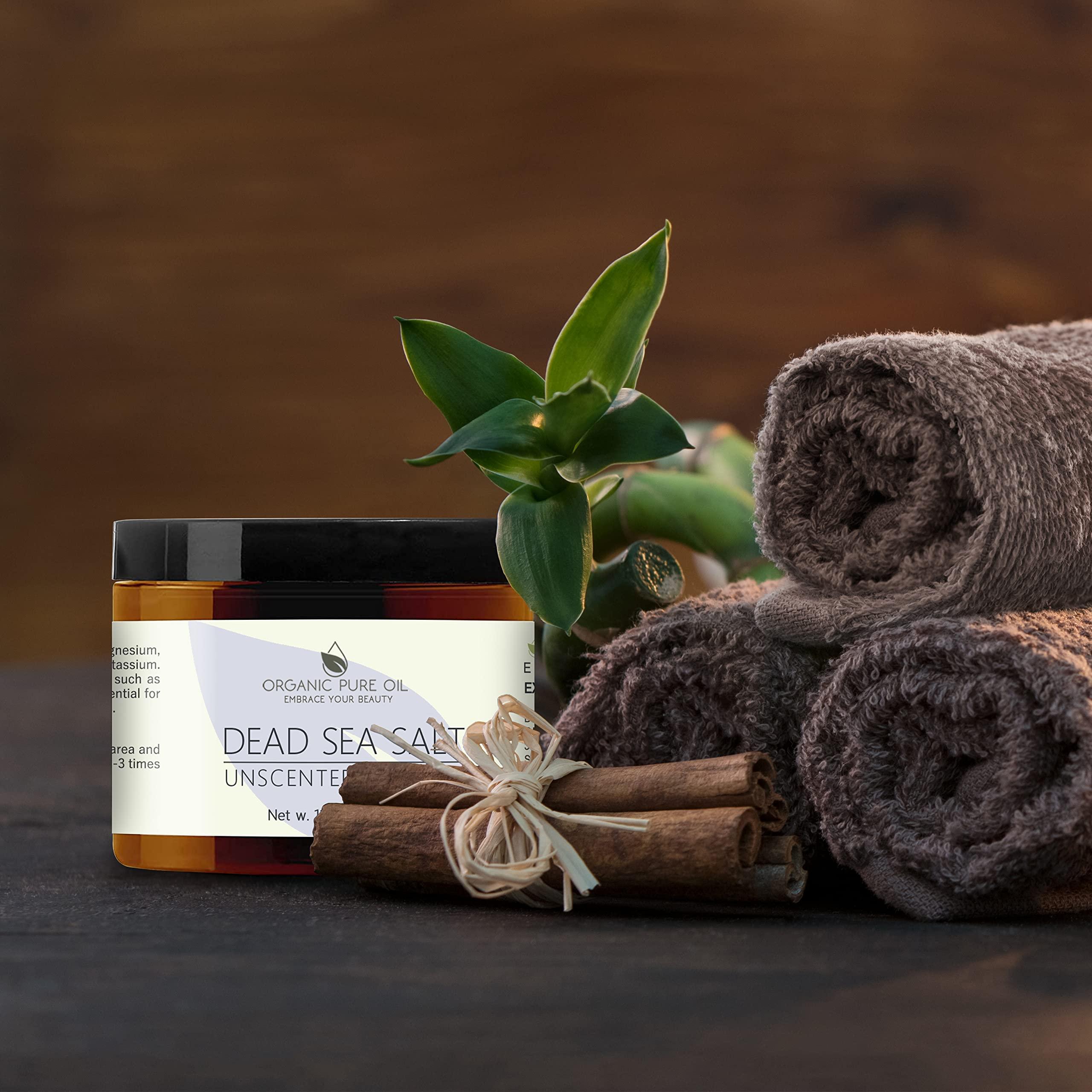 OPO OPO Dead Sea Salt Scrub 12 oz Unscented Pure Natural with Light Unscented Vitamin E Jojoba Exfoliating Face Body Soft Smooth Fresh Skin Hydrating Moisturizing Revitalizing