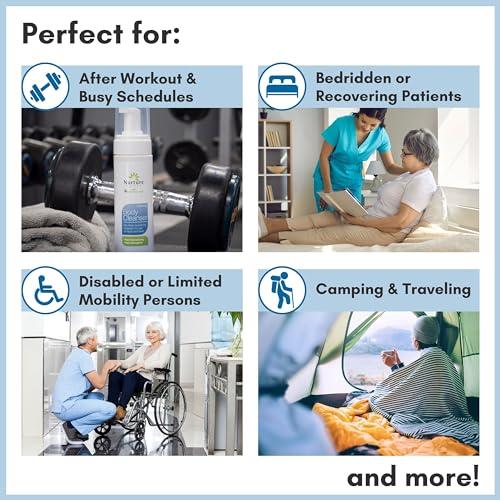 Nurture Valley Nurture Rinse Free Waterless Foaming Cleanser | Women, Camping, Elderly & Hospital Care | Waterless Shower & Bath Wash w/Aloe for Sensitive Dry Skin