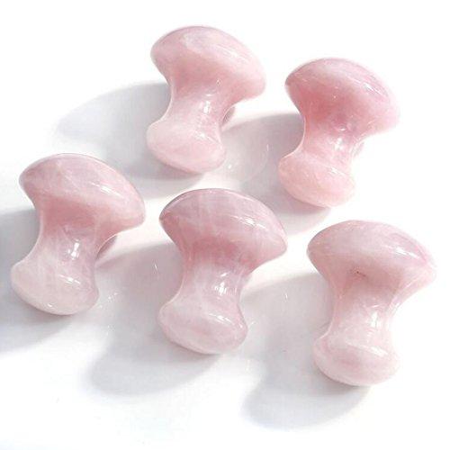 fengshuisale Feng Shui Handmade Natural Rose Quartz Gua Sha Scraping Massage Tool, Mushroom Shape Guasha Board for Spa Relaxing Meditation Massage W3420