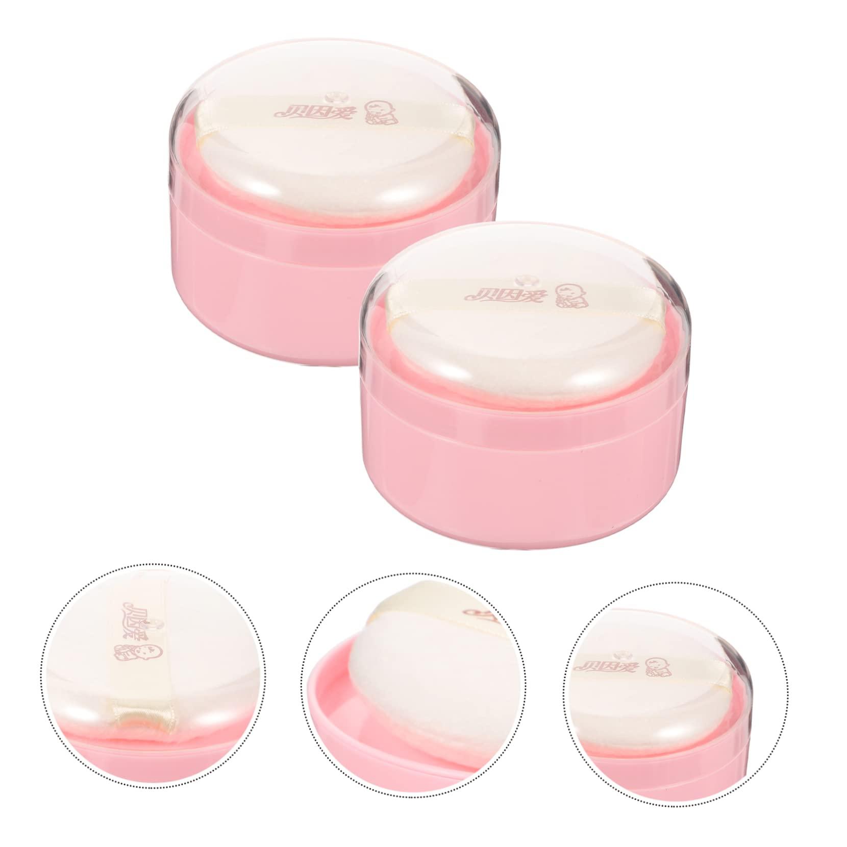 KOMBIUDA KOMBIUDA 2Pcs Loose Powder Puff Containers with Puffs Dusting Powder Boxes for Body Powder Travel-Friendly Cosmetic Puff for Home -go Use