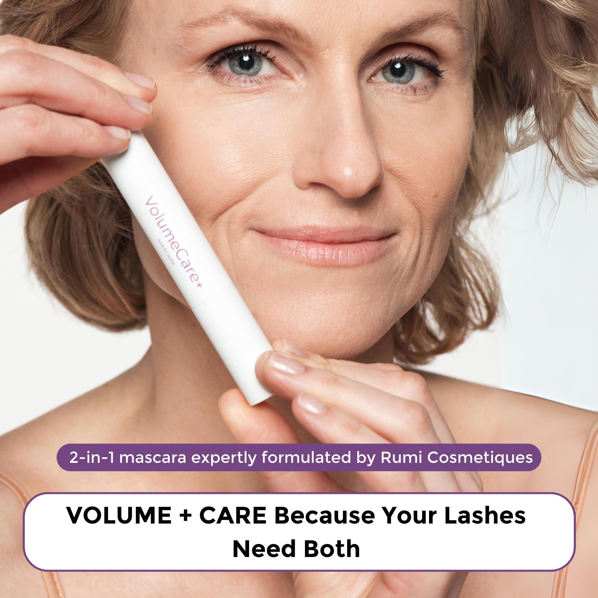 Rumi Cosmetiques Rumi Cosmetiques VolumeCare+ Mascara For Older Women - Extreme Length and Volume 2-in-1 Formula - No Clumps, Long-Wearing, Hypoallergenic Mascara For Sensitive Eyes (Natural Black)