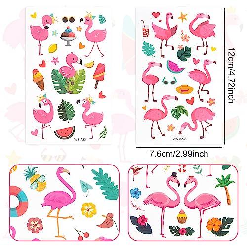 HINZIC HINZIC 20 Sheets Cute Animal Temporary Tattoo for Kids Play, Vinyl Waterproof Flamingo Summer Cartoon Tattoos Stickers for Children Party Makeup Cosplay Drama Shows