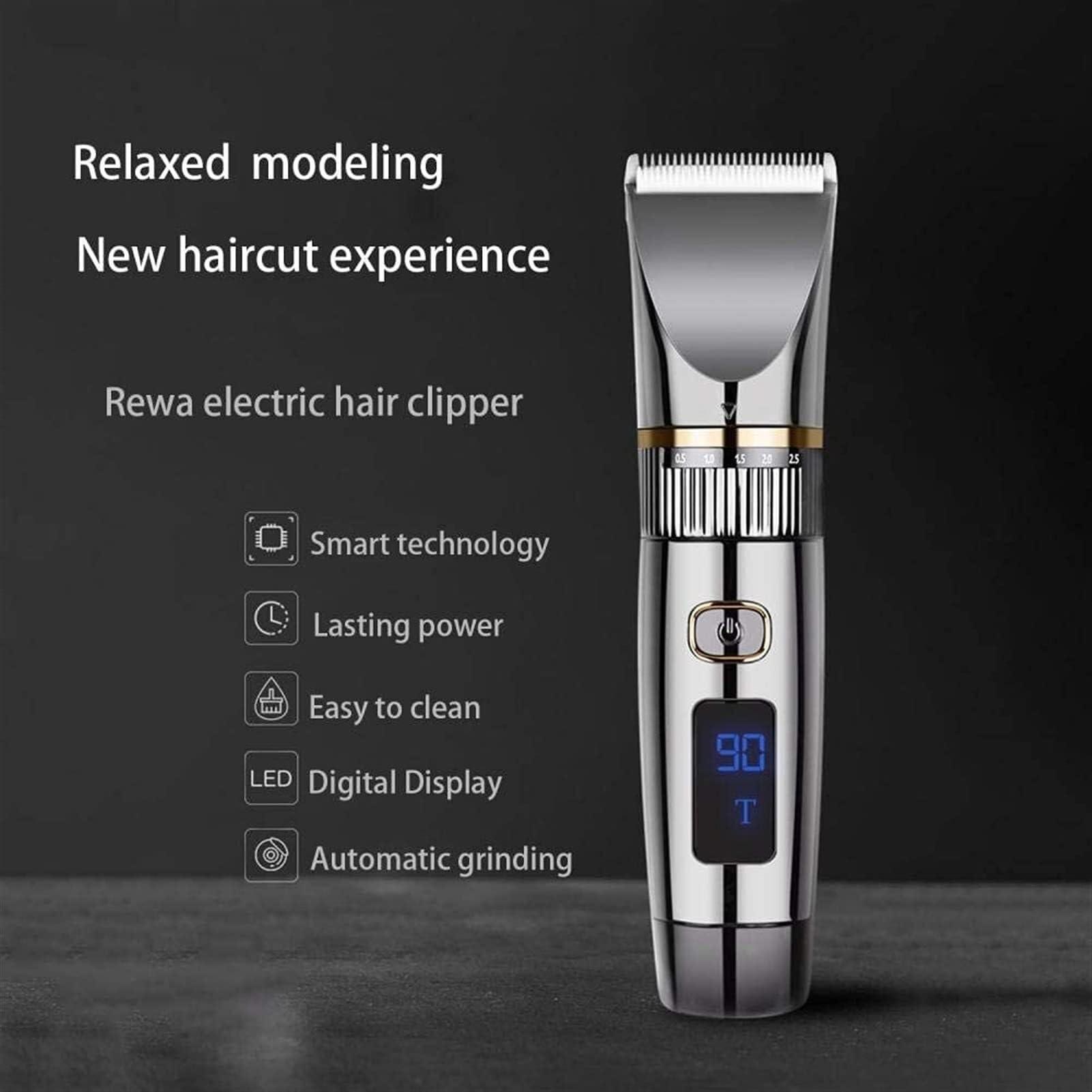 FFCJJD FFCJJD Professional Hair Clippers - Rechargeable Hair Beard Trimmer Cordless Haircut Kit with Titanium & Ceramic Waterproof Blades for Wet/Dry Cut, 5-Speed Adjustable with Barber Cape, and Travel Bag