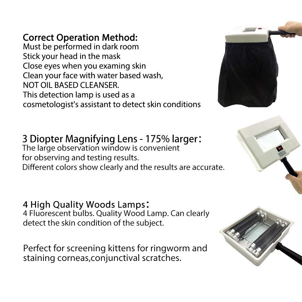 Eagou Diary Eagou Diary Woods Lamp Skin Analyzer,Magnifying Handle Woods-Lamp,UV Light for Facial Skin Analyze Facial Detector with Black Shade Cloth