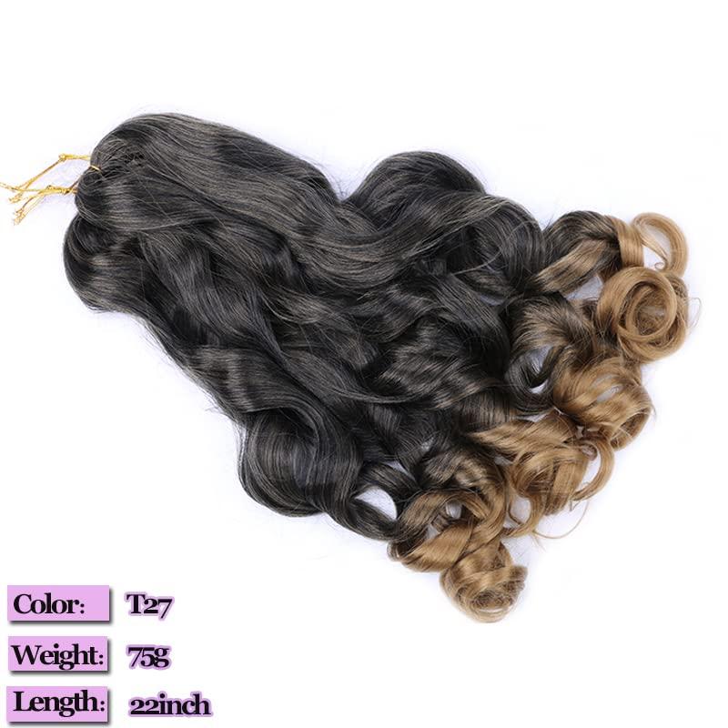 yangsi Spiral Curls Braiding Hair 6 packs Spanish Curly Braids for Daily Use French Curls Braiding Hair for Women Crochet Braiding Hair French Curls (22inch 6 packs, T27)