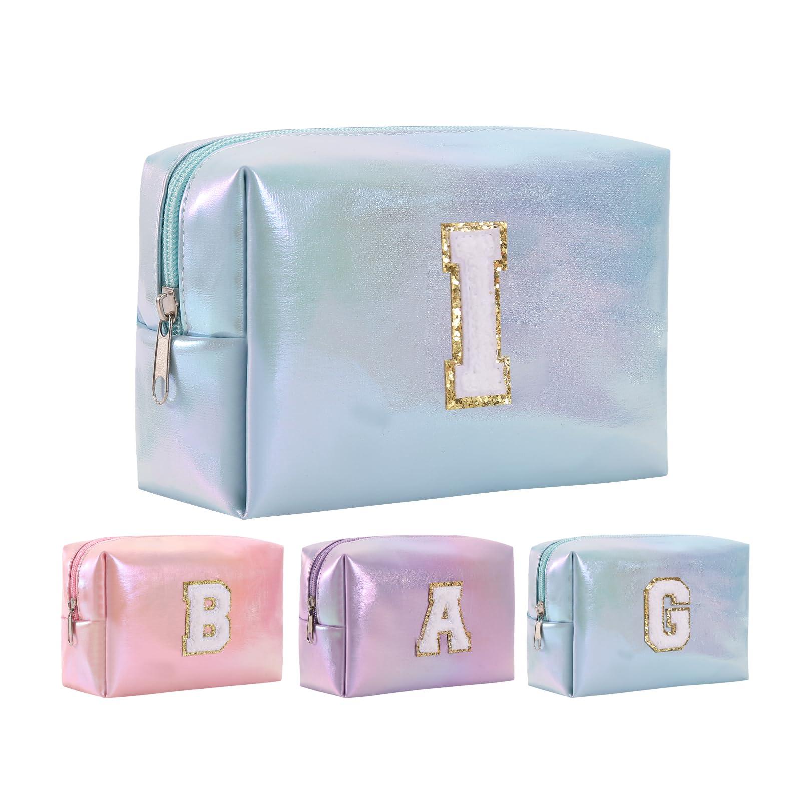 Boletochic Personalized Initial Makeup Bag, Letter Zipper Cosmetic Bag for Womens, Preppy Makeup Bags, Glitter Waterproof Cute Makeup Pouch, Travel Makeup Bags for Mother\'s Day Birthday GiftsLetter I)