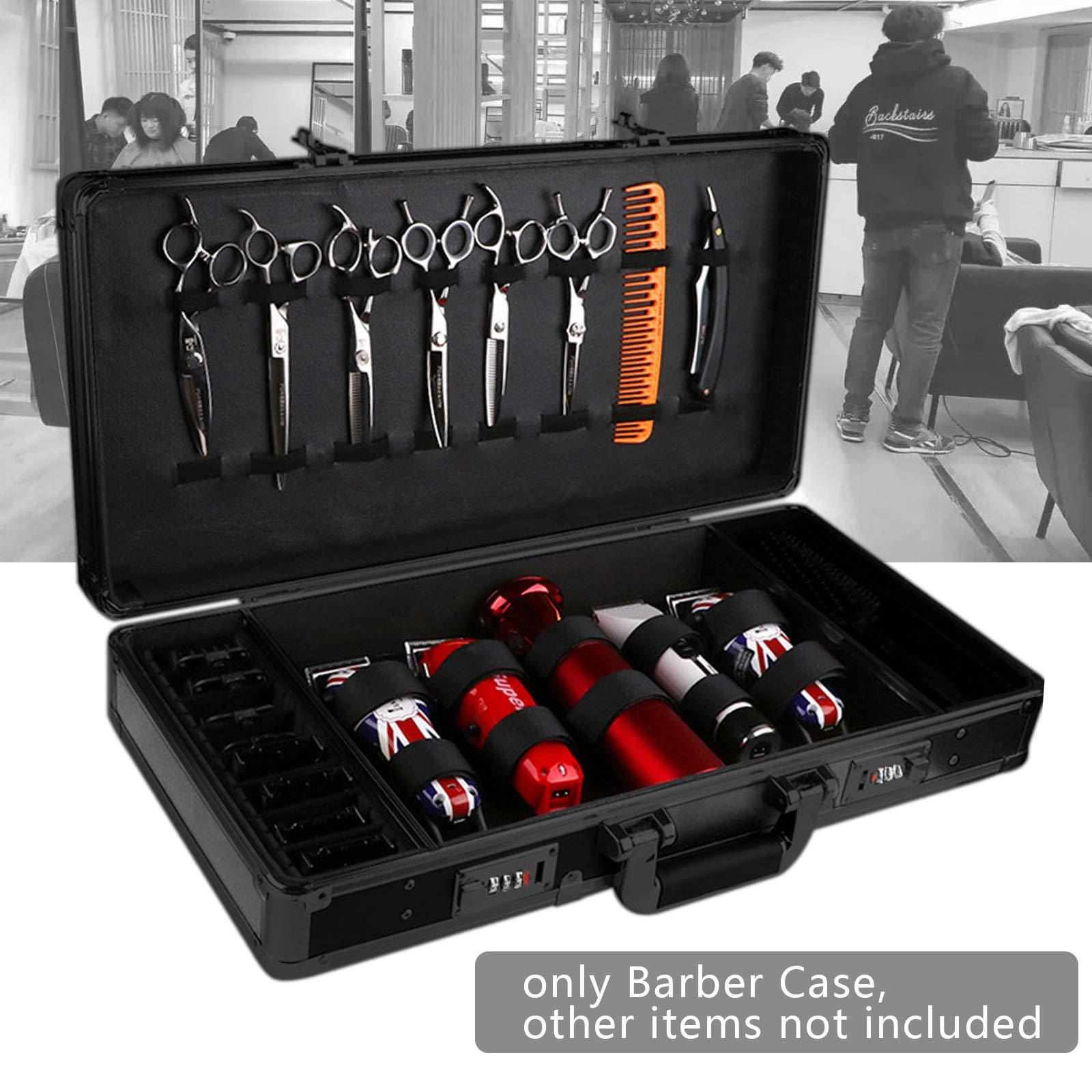 KONKENIE KONKENIE Carrying Case Scissors Storage with lock Portable Shears Clippers Trimmers Supplies Travel Barber Tool Organizer BoxAll Black