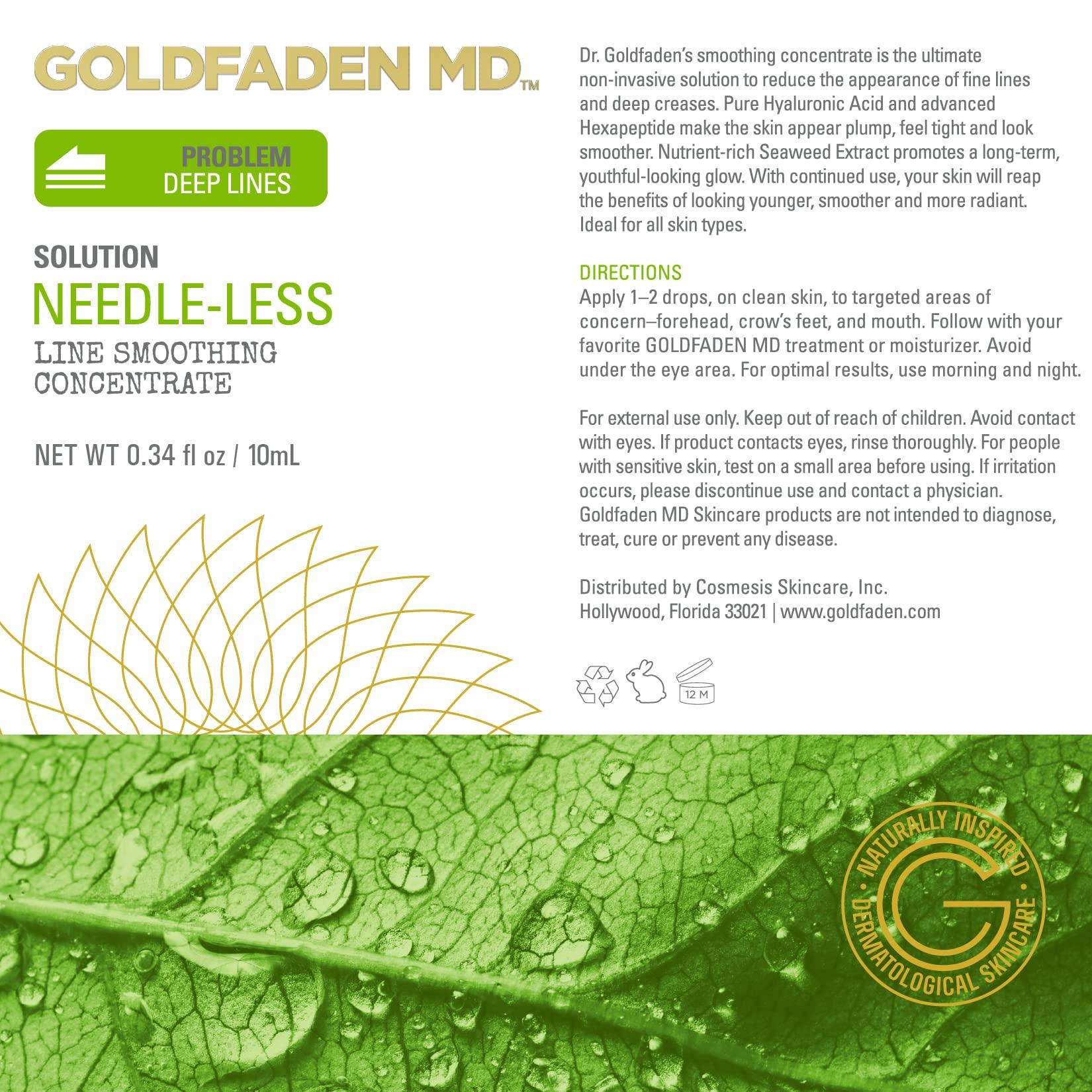 GOLDFADEN MD GOLDFADEN MD Needle-Less Line Smoothing Concentrate for Face & Neck | w/Seaweed Extract, Hyaluronic Acid, Hexapeptides, Organic Red Tea Extract TRIAL .34 Fl Oz