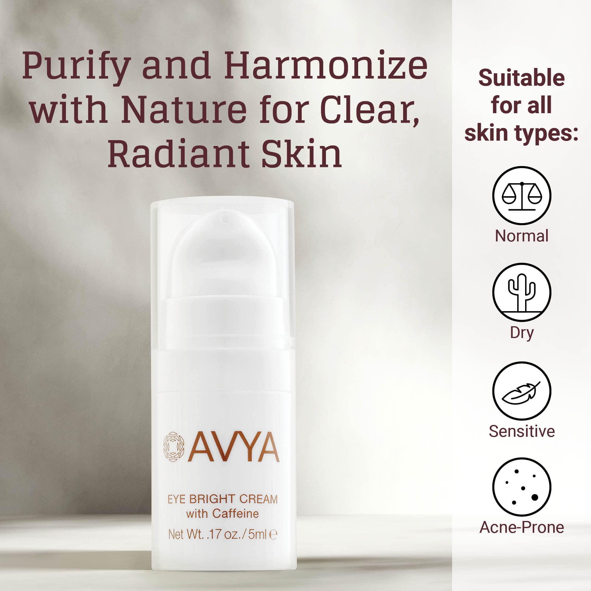 Avya Skincare AVYA Eye Bright Cream (0.17oz / 5ml) - Advanced Ayurvedic Skincare/Caffeine Reduces Dark Circles and Puffiness/Tightens and Reduces Fine Lines Around Eyes