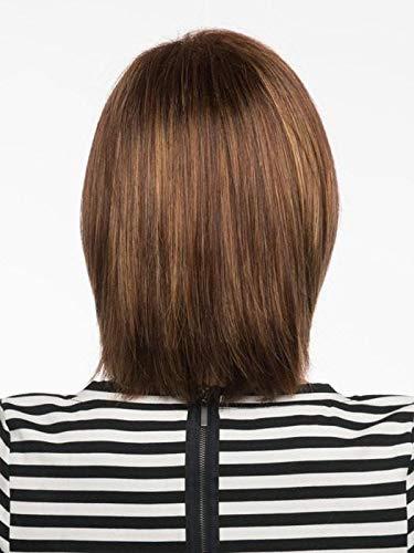 Envy Wigs Jasmine Wig Color MEDIUM BROWN - Envy Wigs 8\" Collar Length Smooth Layered Bob Short Bang Synthetic Hand TIed Monofilament Top Open Weft Peluca Bundle MaxWigs Hairloss Booklet