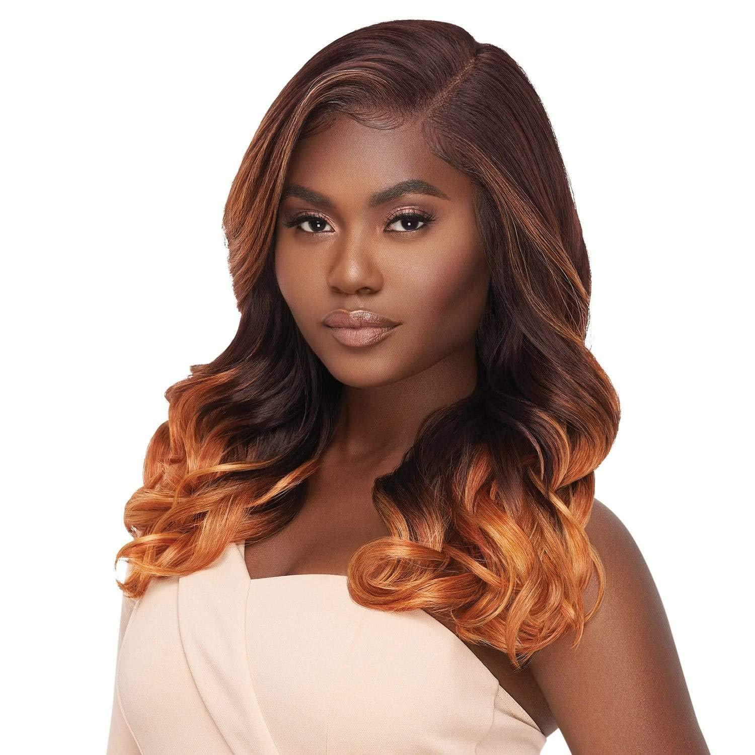 Outre Outre Melted Hairline Lace Front Wig Frontal Effect Hairline No Plucking Required Baby Hairs Included Pre Attached Wide Elastic Band HD Transparent Lace DIVINE (1B)