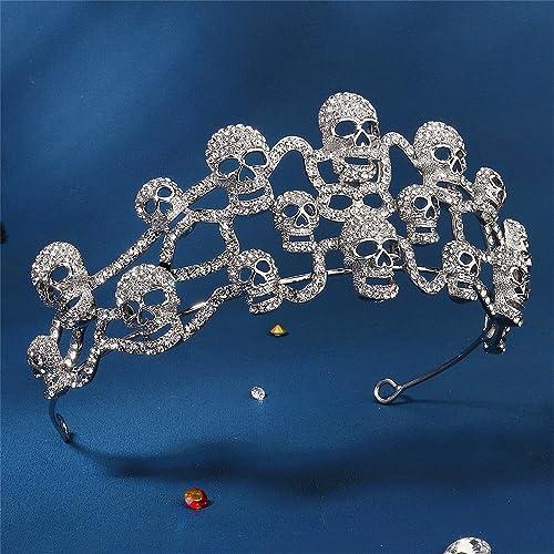 GMBYLBY GMBYLBY Hair Hoop Silver Rhinestones Cosplay Headwear Skull Headband Cosplay Supplies Headband Skull Hairband Photo Props Skull Headb