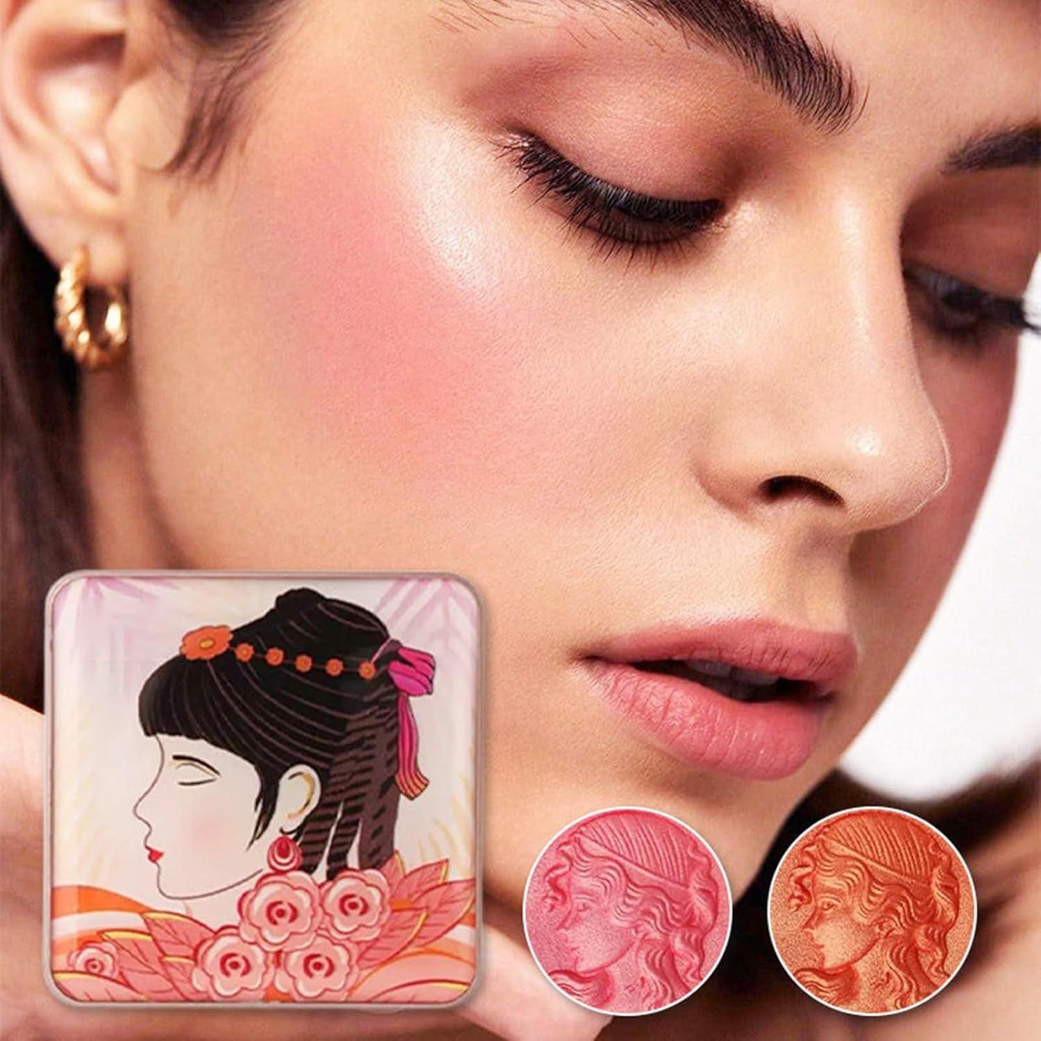BZDVS Embossed Smooth Powder Blush Palette for Cheeks, Embossed Girl Blush for Cheeks, Matte Face Powder Blush Palette,natural Matte Waterproof Blush (All)