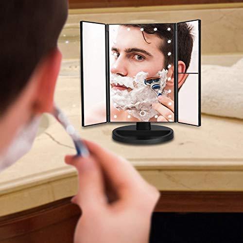 REDSHORE REDSHORE USB Tri-fold Makeup Mirror, 1x/2x/5x/10x Magnifying Led Cosmetic Mirror,90° Rotation Beauty Mirror for Home Tabletop Bathroom Shower Travel (Champagne Gold)