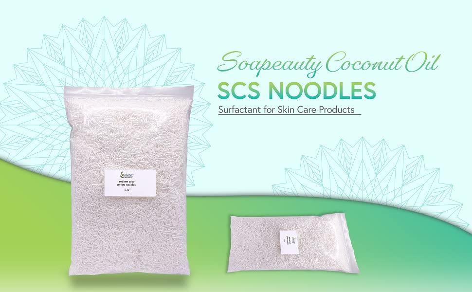 Soapeauty Soapeauty Coconut Oil SCS Noodles Surfactant for Skin Care Products - Sodium Coco Sulfate Noodles for Shampoo Conditioner Set, Soap Making Supplies, Body Lotion - 8 OZ