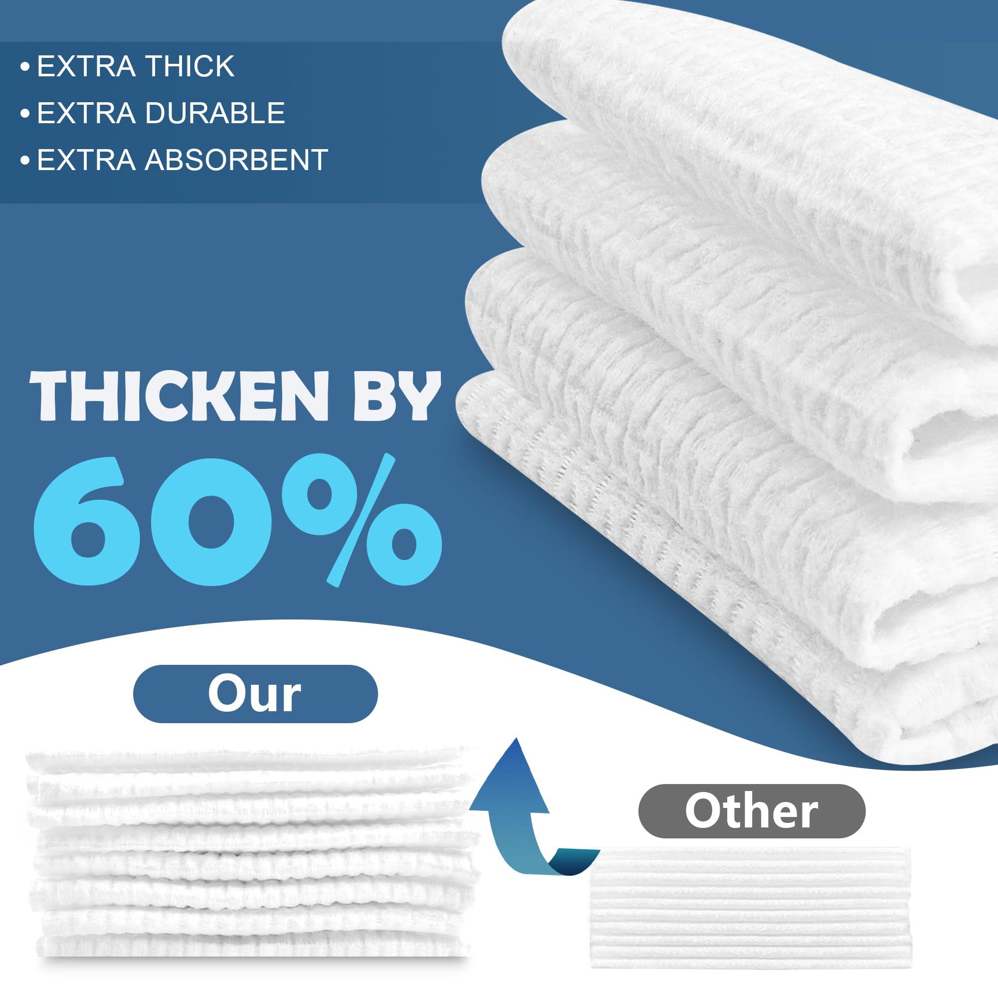 Happy Will Thick Face Towels Disposable, 100% Cotton Biodegradable Facial Wipes, Ultra Soft Face Towels for Drying, Face Towelettes Disposable Multi-Purpose for Cleansing, Skincare and Makeup Remover, 4 Pack